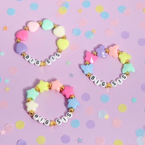 Big Sister Bracelets, Heart Charm Beads Stackable Bracelet Surfer Stretch Accessories Jewelry Gift for Big Sis4