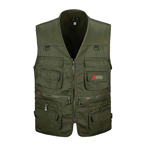 DANDAN Fishing Vest with Multi-Pocket Zip for Photography Hunting Travel Outdoor Sport Photography Hunting Camping Hiking Fishing Etc (Color : Army Green, Size : XXL)