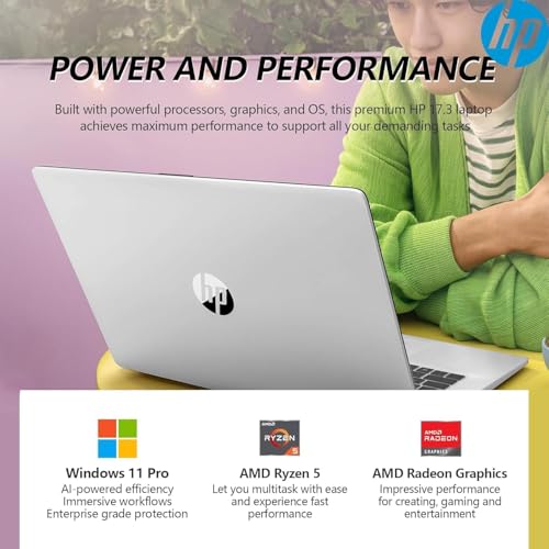 Image of HP New 17.3 Inch FHD Business Laptop Back to School Limited Edition, Powerful AMD Ryzen 5 7000 Series (Beats Core i7-1355U), 8GB RAM, 512GB PCIE SSD, Windows 11, MS Office for the Web