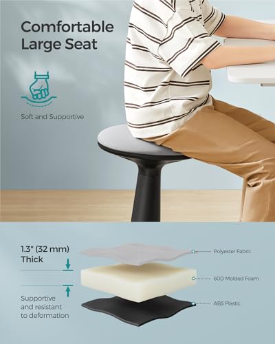 Image of SONGMICS Kids Wobble Chair 6-12Y, Active Sitting Stool with Focus Support, 18.1 inch Height 154 lb Capacity, Anti-Slip Base Tool-Free Assembly, Ink Black and Dove Gray UOSC010B01