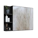 Espelheira Suspensa Iris Para Banheiro/Closet Porta e Nichos Armário - Quality Móveis cor:Preto