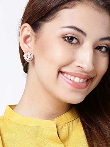 Image of YouBella Jewellery for Women Gold-plated Floral Stud Tops Earings Earrings for Women & Girls
