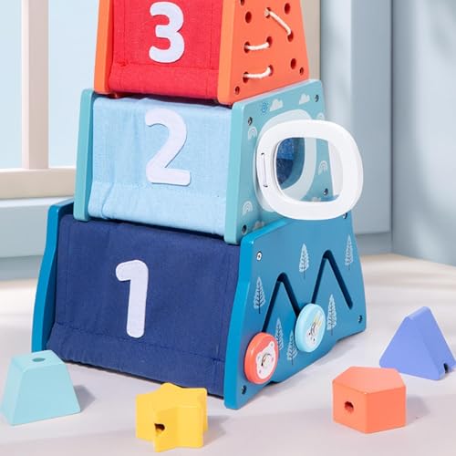 Learning Toys, Baby Activity Cube, Wooden Educational Toy, Kids Educational Activity Toy, Kids Wooden Learning Cube, Shape Sorter Toy, 6.81x6.54x3.7 Inches, Number Sorter Cube for Kids - Image 8
