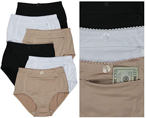 ToBeInStyle Women's High Waisted Zippered Front Pocket Basic Girdle Panties Briefs2