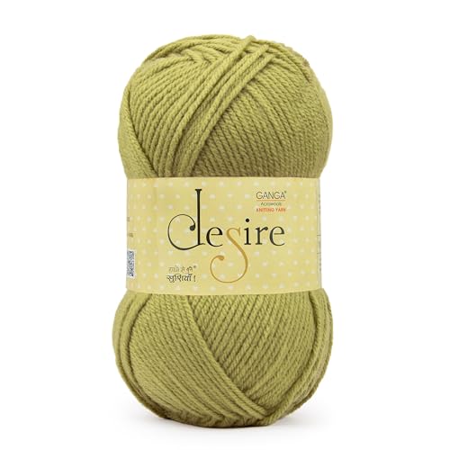 Image of Ganga Acrowools Acrylic Desire Hand Knitting and Crochet Yarn. Pack of 1 Ball - 100Gms. Shade No - (Des47) Green
