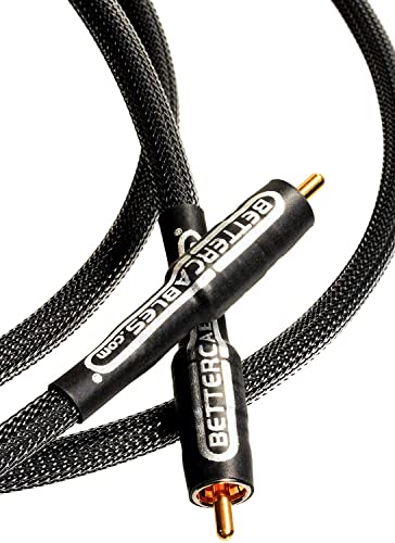 Bettercables.com Silver Serpent Carbon Edition Low Frequency Subwoofer Audio Interconnect Cable - High-End, High-Performance, Premium Hi-Fi Audio - 15 Feet #TOP5