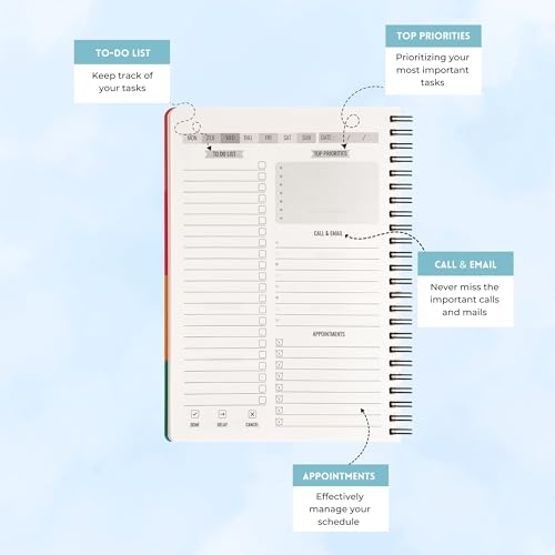 Image of Doodle Daily Planner | Undated | A5 | 172 Pages | 80 GSM | 3 Months Schedule, To-Do List, Daily Priorities, Appointments, Deadlines, Water Tracker, Goals - Night Whispers
