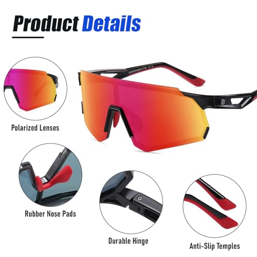 Image of DUCO Cycling Glasses for Men Women: Polarized Sports Sunglasses UV400 Protection for Baseball Running Fishing DC0048