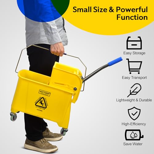 Matthew Cleaning Products Z-084 Matthew Cleaning Compact Mop Bucket Incl.2 Pack Mop Head thumb #2
