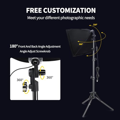 Image of Takerers Softbox Photography Lighting Kit, 3-Pack 16'' x 16'' Continuous Lighting Photo Equipment with 50W E27 Socket 5500K LED Bulb Photography Studio for Photography /Video Recording /Live Streaming
