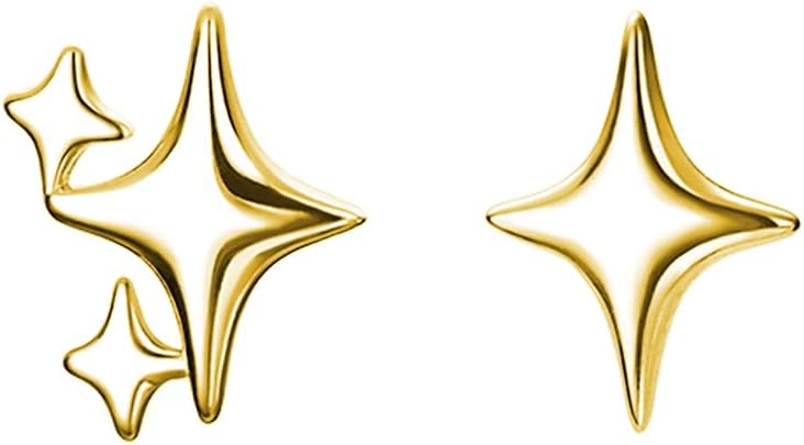 SLUYNZ925 Sterling Silver Star Earrings Studs for Women Teen Girls Dainty Post Studs Earrings Asymmetric Earrings
