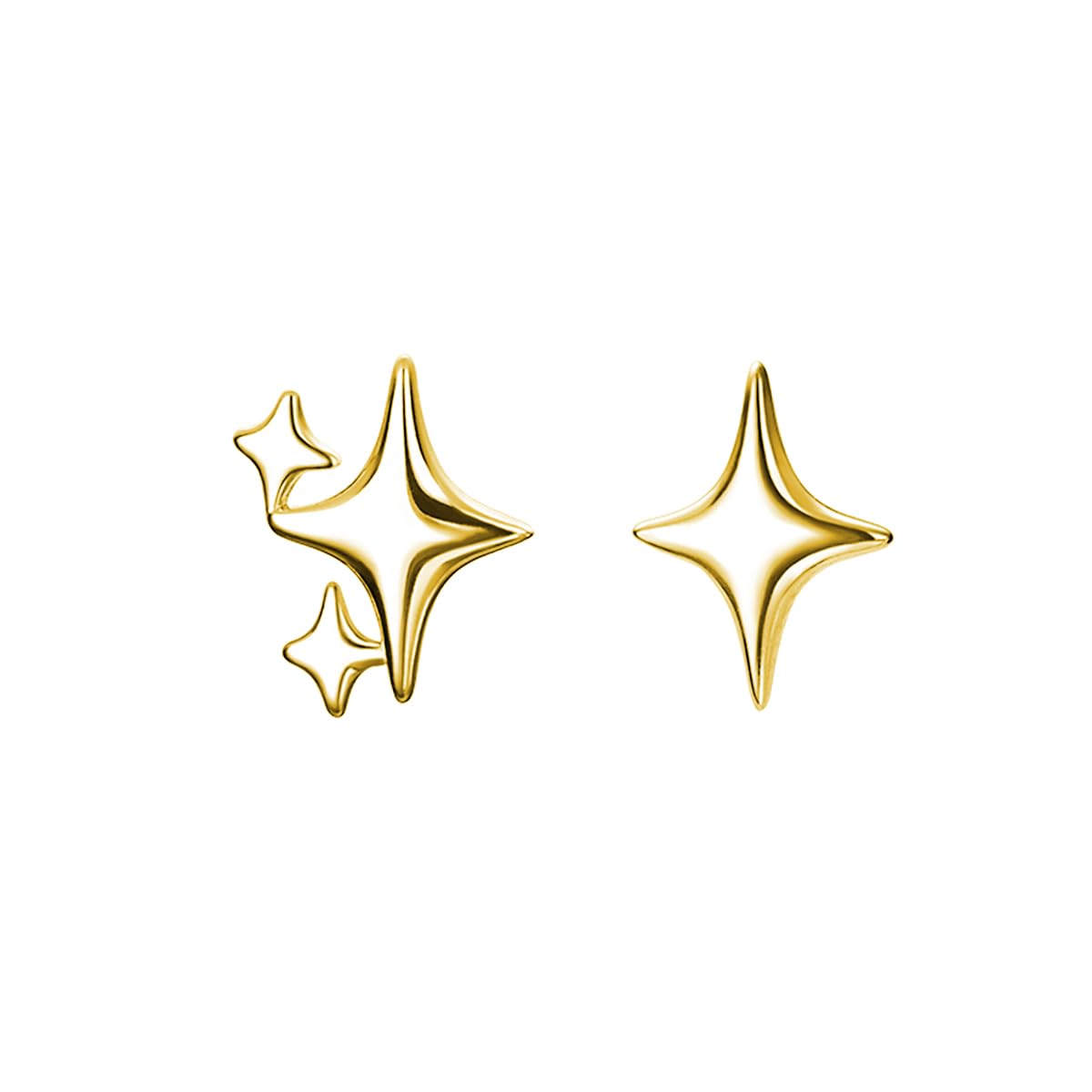 SLUYNZ925 Sterling Silver Star Earrings Studs for Women Teen Girls Dainty Post Studs Earrings Asymmetric Earrings