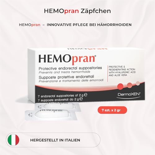 Schutz-Zäpfchen bei Hämorrhoiden | 7-Tage Kur | Mit Hyaluronsäure & Aloe-Extrakt | Lindert Juckreiz, Schmerzen & Blutungen | Für Schwangere geeignet | Hämorrhoiden-Zäpfchen | Gegen Analfissuren