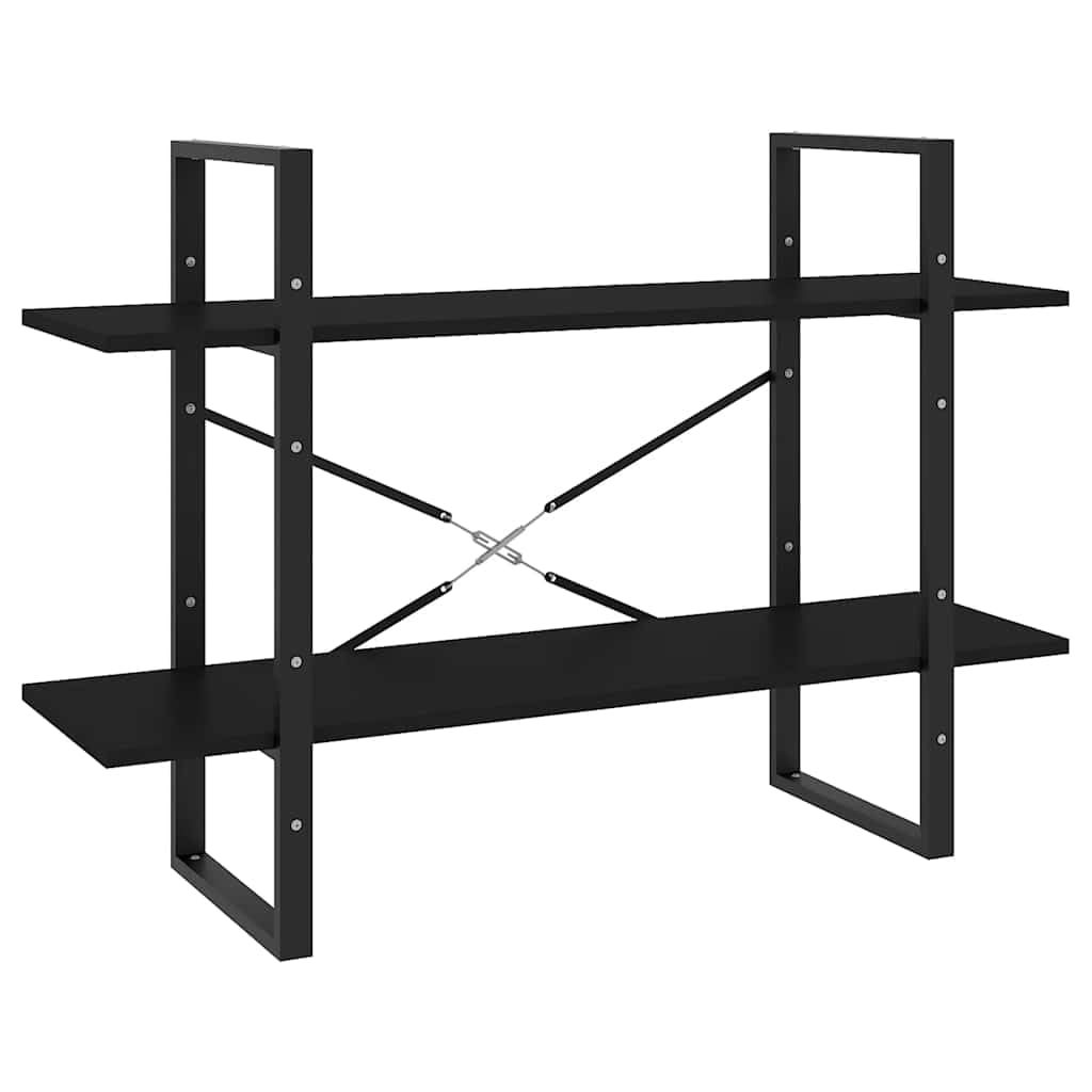 Libreria a 2 scomparti, colore nero, 100 x 30 x 70 cm, in legno e