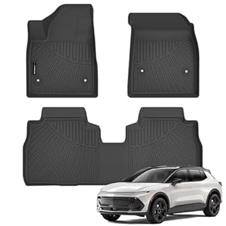 AUXKO Tapis de sol toutes saisons s'adapte à Chevrolet Equinox EV 2024 2025 2026 Doublure en caoutchouc TPE Equinox EV Accessoires Inodore Antidérapant Tapis 2 rangées Noir