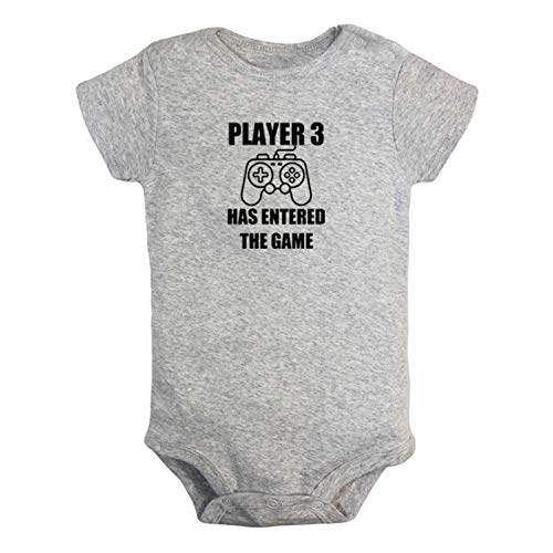 iDzn Mamelucos Divertidos Player 3 Ha Entrado En El Juego Para Bebé Recién Nacido, Conjuntos Unisex Novedosos Para Bebé, Gris, 6-12 Meses