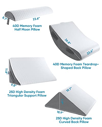 Forias FS-WP-B3 4Pcs Wedge Pillow Set For Acid Reflux Relief Orthopedic Wedge Pillow Headboard Adjustable Bed Wedge Pillow For Sleeping Post Surgery Back Legs Pain Snoring Sleep Apnea Gerd thumb #6