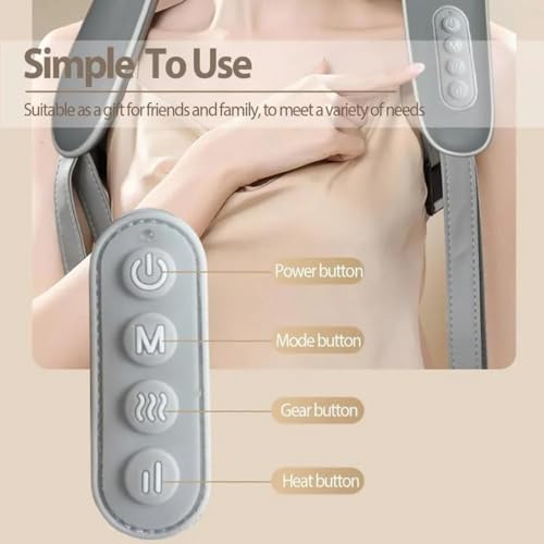 Image of ALYV Rechargeable Neck & Shoulder Massager with Heat | Deep Tissue Therapy for Pain Relief & Relaxation - Cordless | Grey