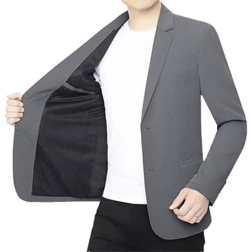 Chaquetas de verano para hombre, de malla, delgadas, lisas, de negocios, informales, de secado rápido, Gris oscuro9, M