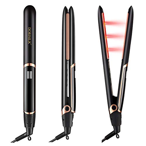 DORISILK Professional Ceramic Flat Iron Infrared Hair Straightener, 2 in 1 Dual Voltage