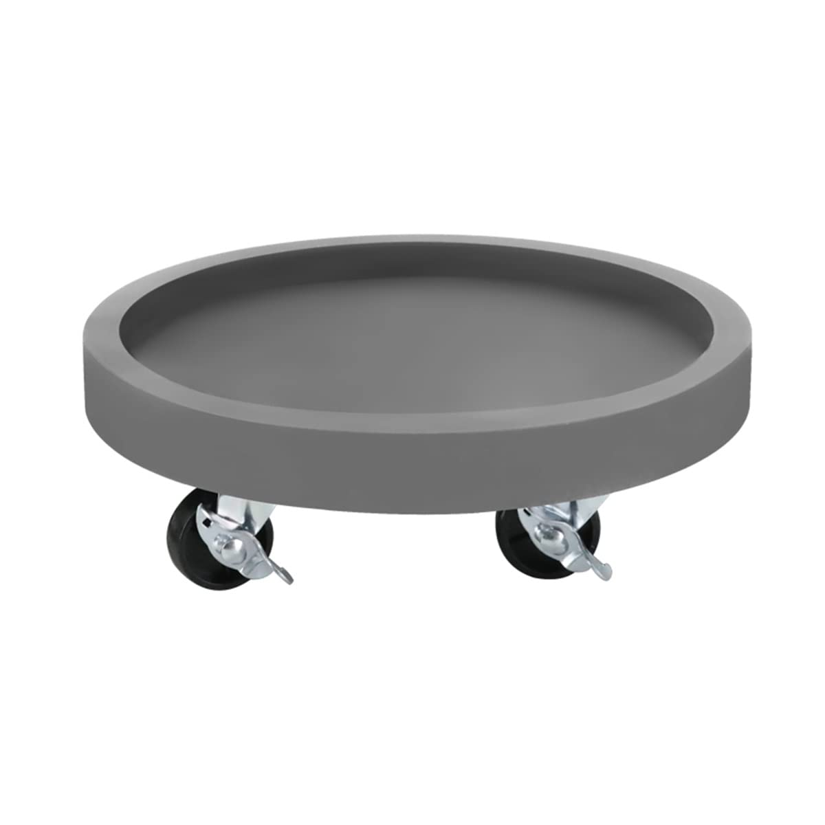 HTDRE Round Plant Caddy with Wheels - 40cm Grey Indoor/Outdoor Plant Trolley, Mobile Flower Pot Roller Stand with Brake for Effortless Movement and Stability