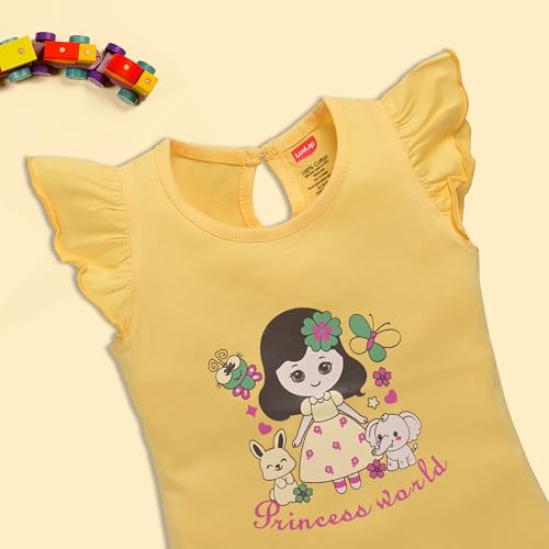 Image of LuvLap Baby Girls Regular Fit 100% Cotton Half Sleeves Girls Top CoSet Pack of 3