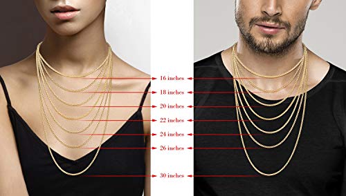 Miabella Solid 925 Sterling Silver, 18Kt Gold Plated Italian 2.5mm Franco Square Box Link Chain Necklace for Men, Made in Italy2