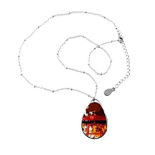 Culture japonaise feuilles de style pavillon motif sur collier goutte durable