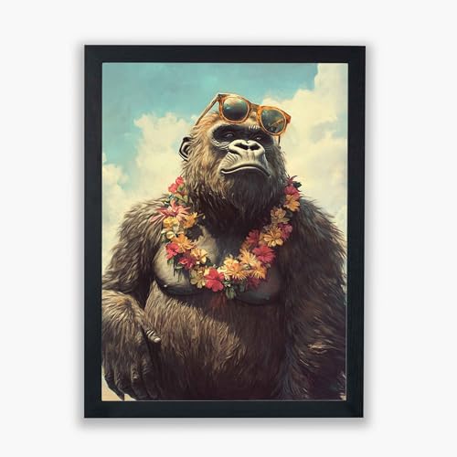 Gorilla avec lunettes de soleil Spiffing Prints - Tableau d'art encadré Beachside Beasts XL