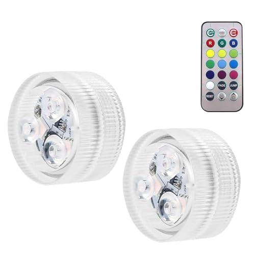 Lumière submersible de LED,2PCS Mini Lumières LED Submersible,Mini Led Lampe Aquarium,Lampe sous-Marines Étanche RGB Multicolore avec 1 Télécommandes