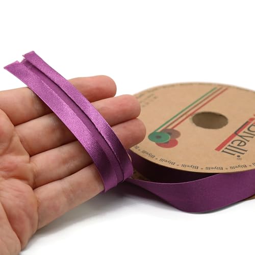 Image of Fold Satin Bias Tape - 99+ Colors - 3 /4 Inches Wide - 27 Yards - Fold Satin Binding Bias Ribbon Fabric Piping Bias Binding Tape for Sewing Clothing DIY (83. Dark Violet) BYS83