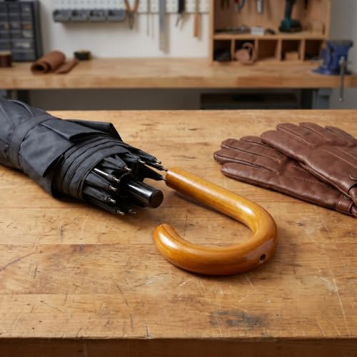 Mango de madera J Stick para paraguas de bastón y repuesto de accesorios 5