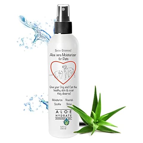 Aloe Vera Moisturizer Dogs & Cats. Naturally Moisturizes, Nourishes, Soothes and Shines Your Pet's Dry Skin & Coat. Promotes a Shiny Coat, Detanlges, Relieves Hot Spots, 9 of 10 Pets Agree! Cover