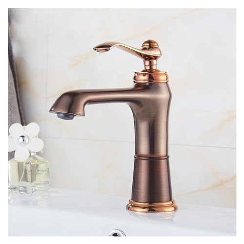 Robinet de lavabo or rose monotrou mitigeur jade de luxe pour vasque