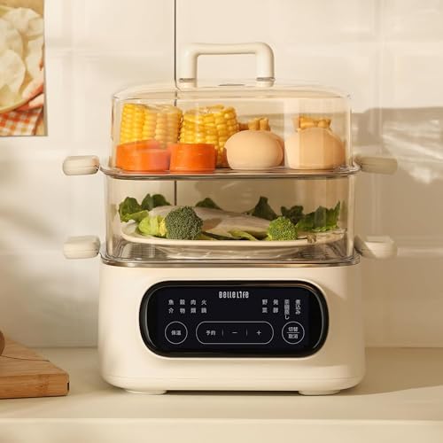 BelleLife 電気蒸し器 スチームクッカー 2段 多機能 9.3L 1台5役 朝食用機械...