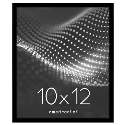 Image of Americanflat 10x12 Picture Frame with Shatter-Resistant Glass - Streamline Collection - Thin Border Photo Frame for Tabletop and Wall Display - Hanging Hardware and Easel Stand Included - Black