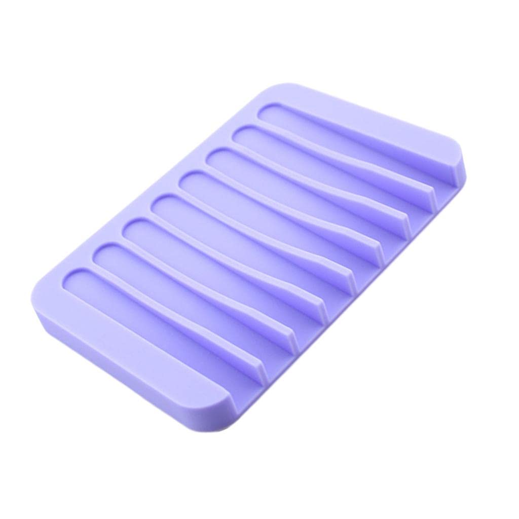 Silicone Comb Soap Tray Anti-slip Drain Dishes Rack For Bathroom Purple