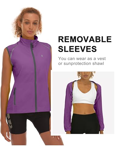 Image of Little Donkey Andy Women's UPF 50+ Cycling Jacket Windbreaker with Removable Sleeves