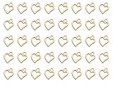 Ruwado 50 Pcs Hollow Heart Shape Charms Silver Metal Tiny Love Pendants for DIY Jewelry Finding Making Necklace Keychain Key Ring Bracelet Making Bulk (Gold)