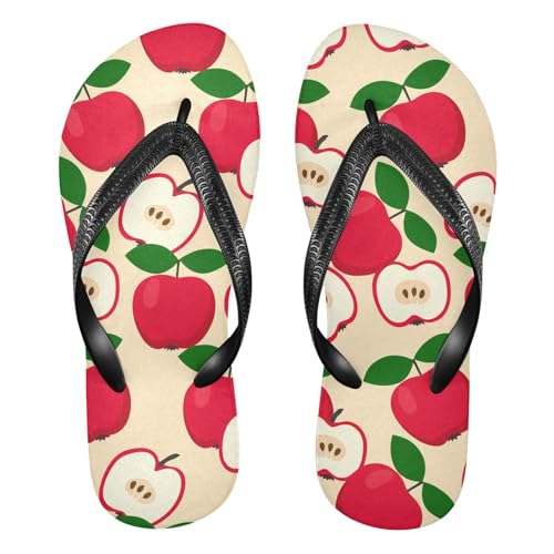 Sinestour Green Fruit Beige Flip Flops for Beach Thong Sandals Anti-slip Lightweight Beach Slippers for Summer Travel Swim