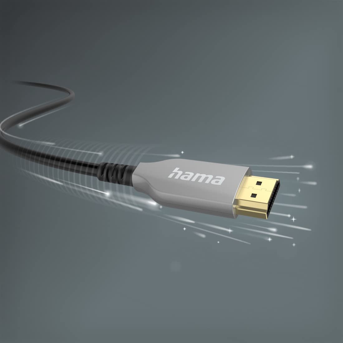Hama Cavo HDMI ad alta velocità 20 m 4K (ottico, cavo HDMI con Ethernet, 18 Gbps, ARC, HD, HDR, protezione antitorsione, connettori placcati oro, cavo monitor, cavo ad alta velocità, PS5)