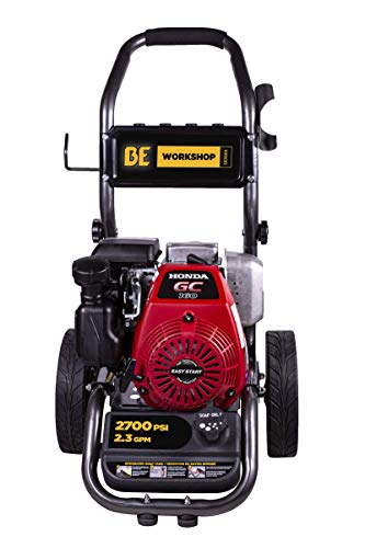 BE Power Equipment Workshop Series Gas Pressure Washer Powered by Honda GC160 Engine, 2700 PSI at 2.3 GPM, Grey