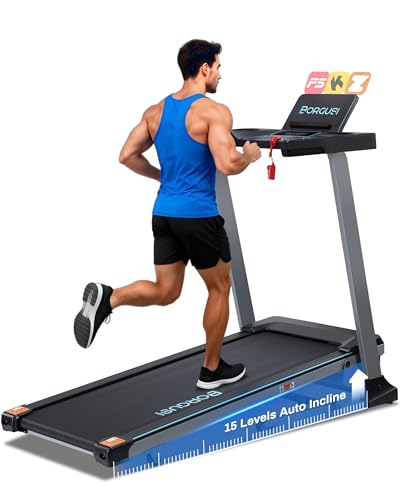 Image of BORGUSI Auto Incline Treadmill for Home - 47.3 inchx17.5 inch Long Wide Belt, 3.5 HP, Bluetooth App, 10 MPH, 300 lbs Capacity, 40 Preset Programs