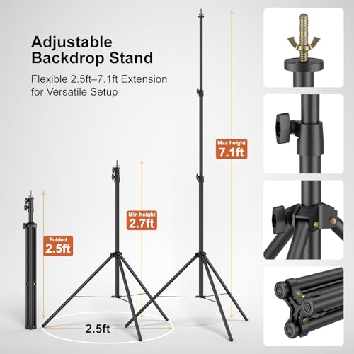 Image of LINCO Lincostore Backdrop Support Stand Kit 10x7.1ft Adjustable Photography Studio Photo Background Support System with Carrying Bag for Green Screen Muslin, 4173-U (10ft Wide 7.1ft high)