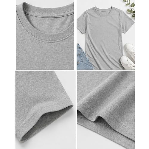Image of Kids Round Neck Girls Tshirt | Short Sleeves | Natural Organic 100% Cotton Soft Comfortable Fabric | Plain Color Original Branded Half Sleeve | School t-Shirt for Girl Kid | Sleepwear Everyday Casual