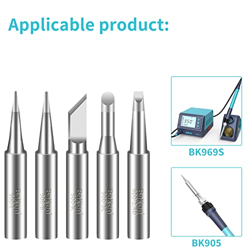 Image of BAKON 5PCS 900M Soldering Iron Tips,Lead-Free Durable Long Lifespan Soldering Tips Compatible with BK969S Soldering Station