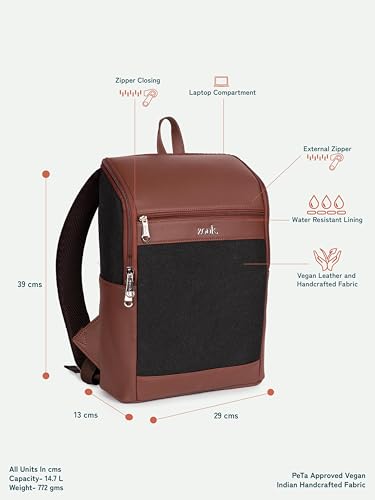 Image of ZOUK Amalia Unisex Vegan Leather Laptop Backpack (Large) | Stylish Office & Travel Backpack for Men & Women | Fits 15-inch Laptop |