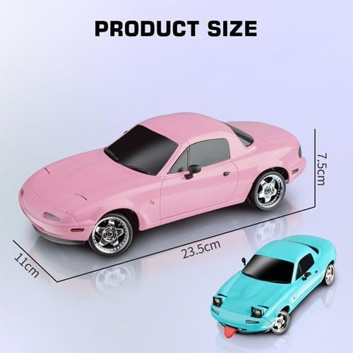 LDRC 1804 Pro RC Drift Car Model with Gyro, 1/18 Scale RWD Full Proportional Control RTR Mini Racing Drift Car for Adult, Alloy Body Shell - 1 Battery