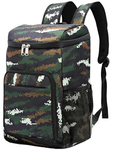 Mochila Nevera Isotermica Bolsa Refrigeradora Equipo Térmico Impermeable para Mantener Frío Caliente Comidas y Bebidas para la Playa Verano Camping Picnics Senderismo (24 litros Camuflaje Verde)