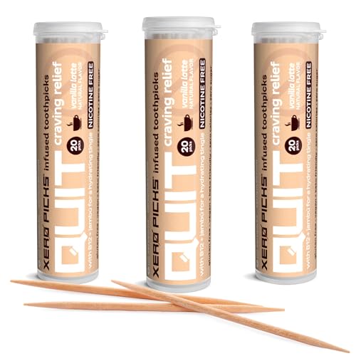 Image of Xero Picks Infused Flavored Toothpicks to Help Quit Smoking - Nicotine Free (Vanilla Latte, 3 Pack) Non-GMO Kosher Vegan